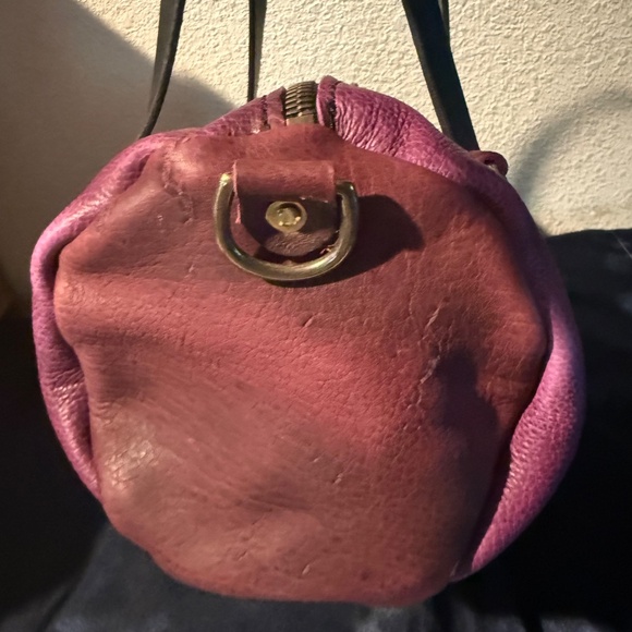 Grommets Leather Craft Mini Duffle Lot Of 2 Grape & Cobalt Leather - Picture 11 of 16